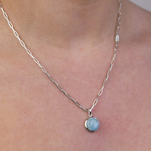 Fine Clip Chain Necklace With Round Larimar